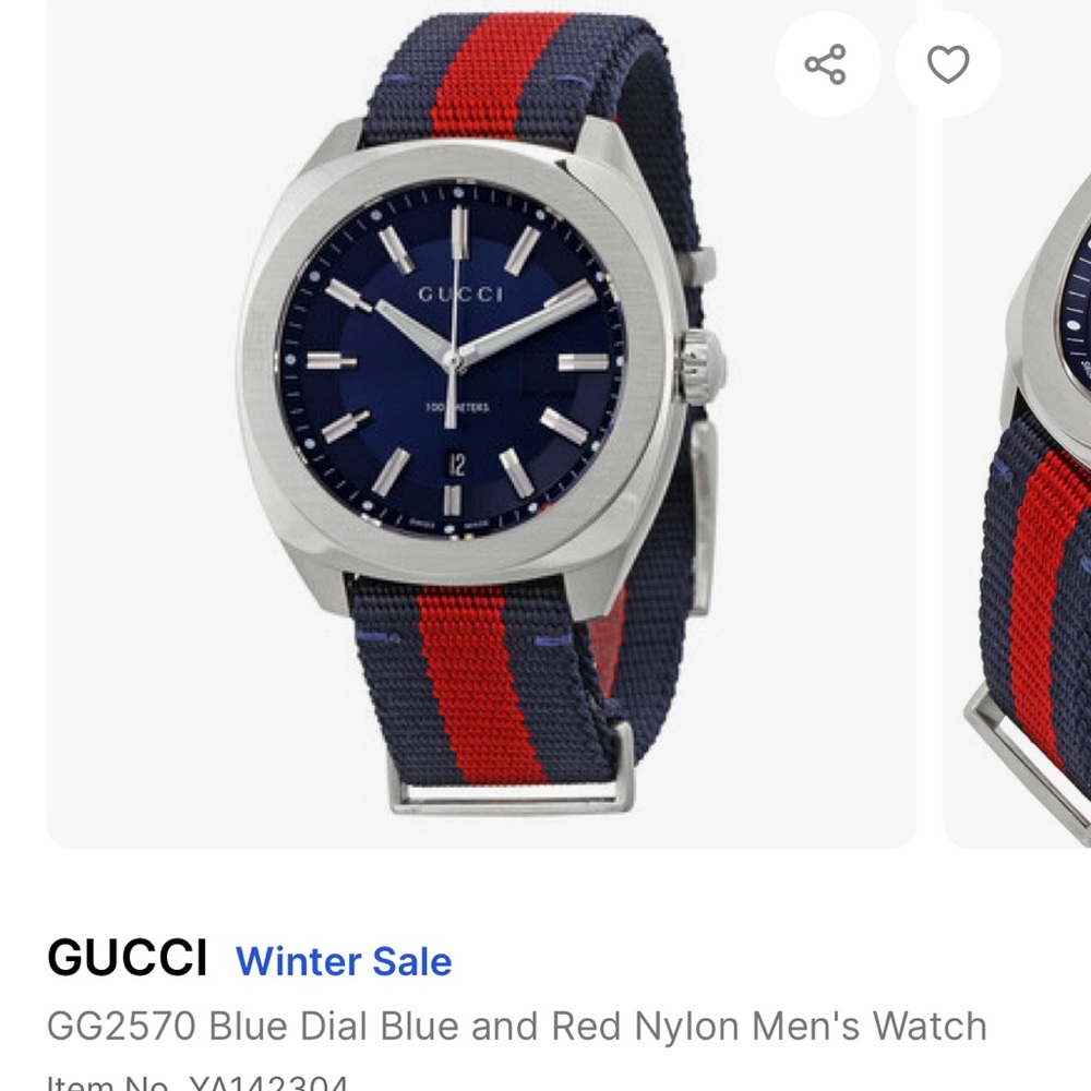 Gucci Men's Navy and Red Stripe Watch - Picture 3 of 3